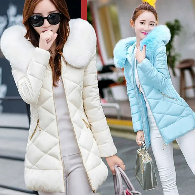 

LIGGFOP Winter Cotton-padded Clothes Women's Mid-length Slim Fit Elegant WOMEN'S Dress Light Feather Thin Cashmere Cotton Coat W