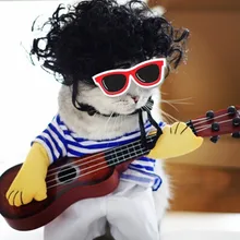 Funny Guitar Rock Singer Cosplay Costume Small Dogs Coat Pet Party Clothes Festival T-shirt For Cat Puppy Dog Cat Costume#G7
