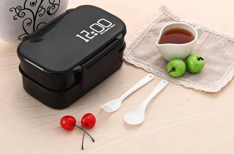 Bento Box японский стиль Ланч-бокс двухэтажный микроволновая печь Герметичный пищевой контейнер с ложками или палочками для еды для детей и взрослых