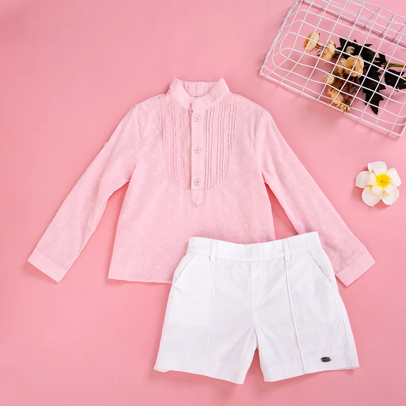 Cutestyles розовый комплект одежды для мальчиков стоячий воротник с плиссированной