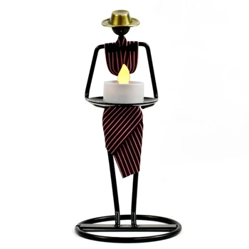 

Nordic Metal Candlestick Abstract Character Waiter Sculpture Candle Holder Decor P0RE