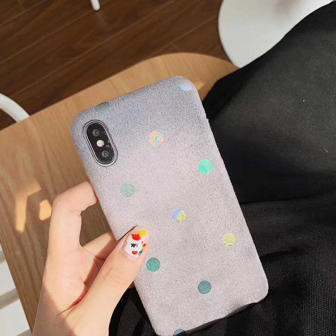 Wave point Gray Теплый вельветовый Текстурированный чехол для телефона для IPhone 7 матовый пух Мягкий ТПУ чехол для IPhone 6 6s 8 Plus X Xs Чехлы для MAX XR Coque Capa - Цвет: Wave point Gray
