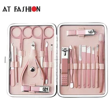 В моде 18 шт. маникюрный набор из розового золота ножницы для ногтей Красота Педикюр для ногтей инструмент Menicure серп толкатель бровей формовочный нож