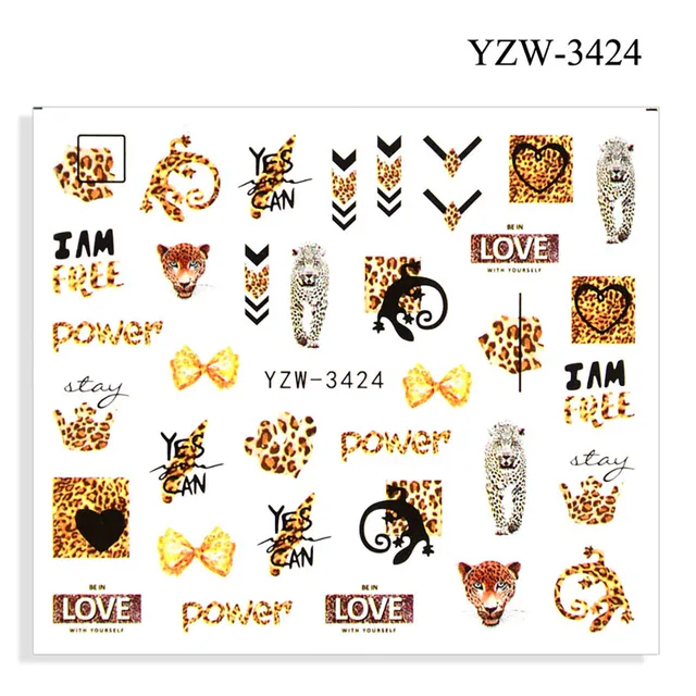 Colorful Face Flower Stickers Nail Stickers Transfer Nails Water Decal Nail Decals Leaf Sticker Series Watermark Nails Geometric YZW-3424