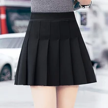 Осень зима короткая юбка Женская эластичная талия размера плюс А-силуэт юбка высокая талия плиссированная юбка юбки для женщин