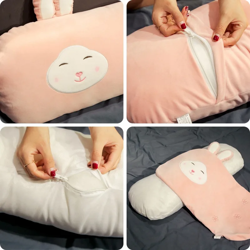 60cm/90cm Removable 4 Colors Rabbit Pillow Plush Toy Soft Cartoon Animal Bunny Stuffed Doll Nap Cushion Children Birthday Gifts