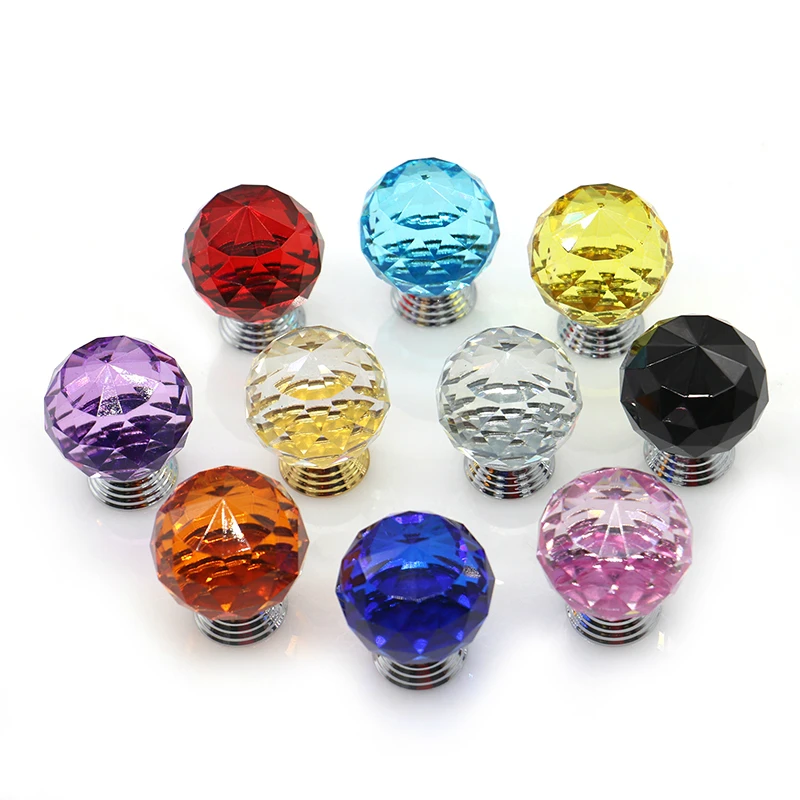 

30mm Crystal Glass Knobs Cabinet Handles Colorful Crystal Ball Cupboard Pulls Drawer Knobs Kitchen Furniture Handle Hardware