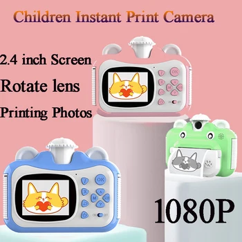 

Children Birthday Gifts Instant Print Camera 1080P HD Digital Camera With Thermal Photo Paper Cute Cartoon Toys Camera For Kids