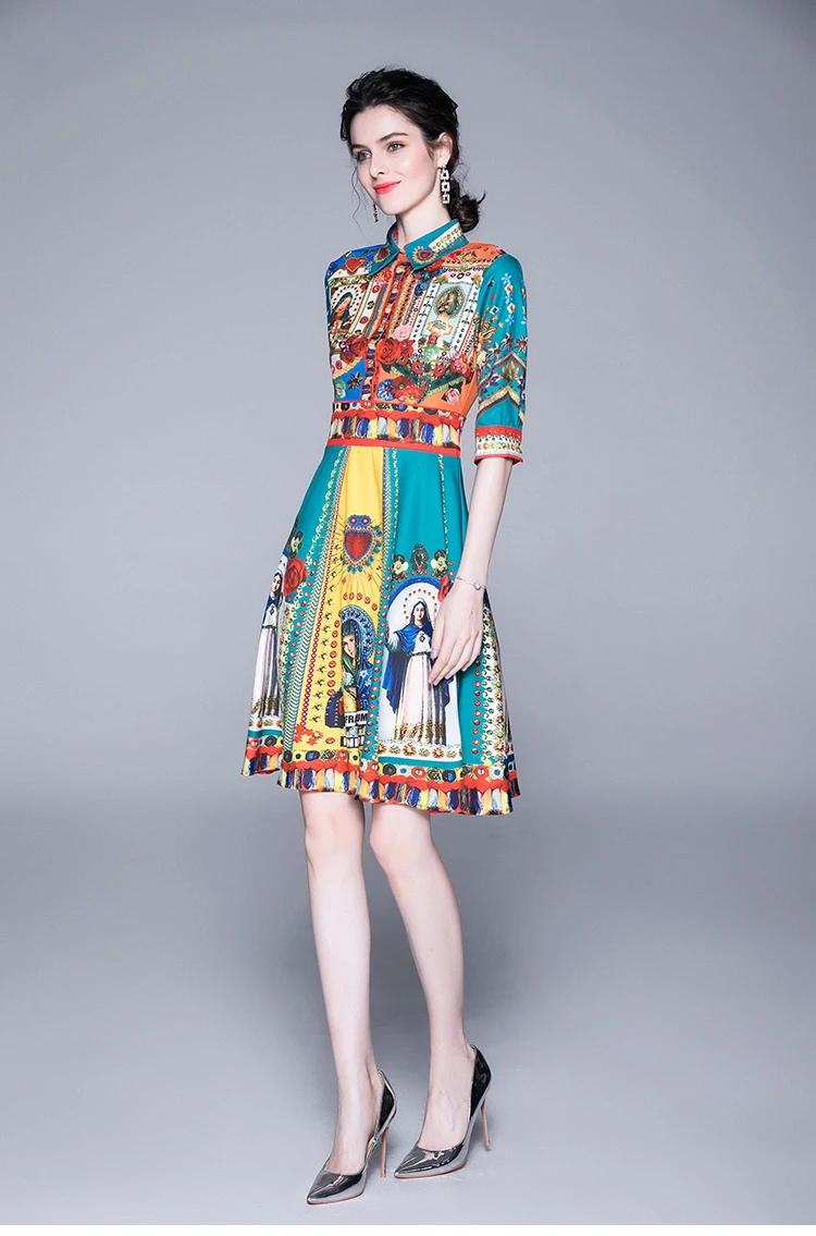 Качественное модное дизайнерское подиумное платье летнее женское с коротким рукавом Элегантное с цветочным принтом Повседневное платье в клетку с бантом