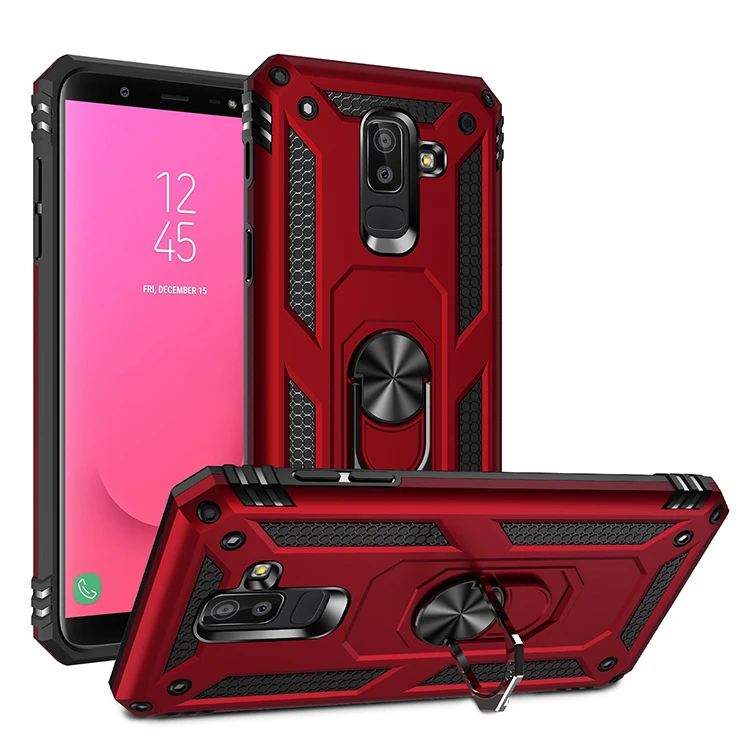 

for Samsung Galaxy J8 2018 Armor Shockproof Case for Samsung J4 J6 Plus A6 A7 A8 Plus 2018 Magnet Car Holder Ring Case Cover