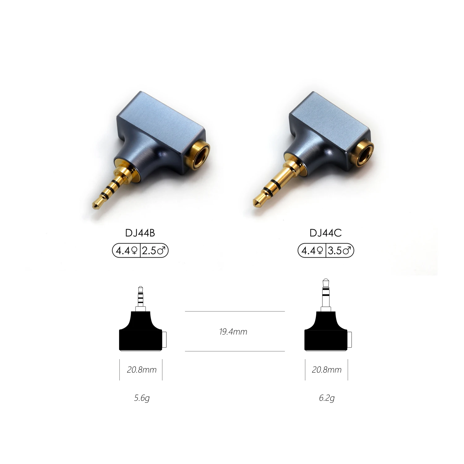 DD ddHiFi DJ44B DJ44C Mark II Female 4.4mm to 2.5mm 3.5mm Male Audio Headphone Adapter For HiFi MP3 Music Player DAP DAC