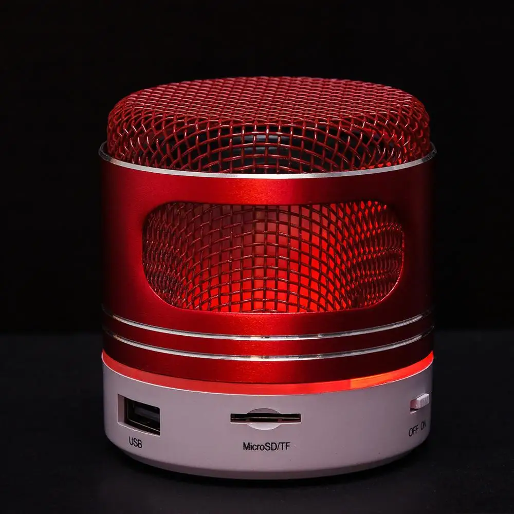 Мини Bluetooth металлический динамик USB СВЕТОДИОДНЫЙ светильник Hi-Fi беспроводной портативный музыкальный динамик сабвуфер MP3 светодиодный светильник s с нескользящей основой