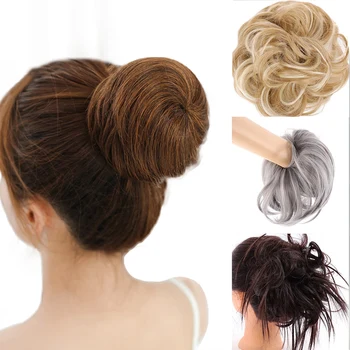 

MUMUPI Synthetic Hair band Scrunchy Chignon Elastic curly Messy bun Wavy Scrunchies Wrap For Ponytail Extensions For Women girl