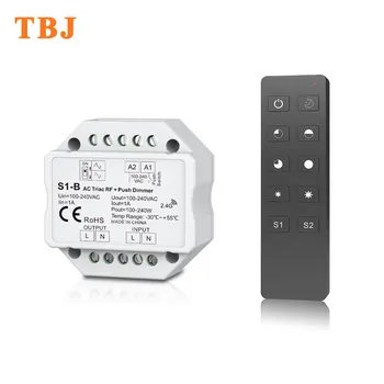 

AC100V-240V 2.4GHz RF Wireless Remote R1 + 1A AC Triac RF Push Switch Led Dimmer Controller S1-B