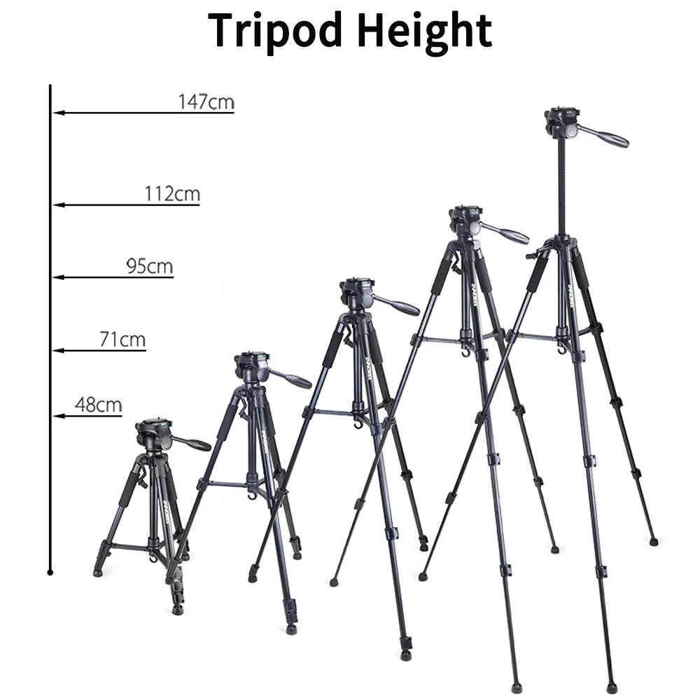 Portable Mobile Phone Tripode Professional Aluminium Tripod for DSLR Camera Gopro for iPhone Samsung Xiaomi Huawei with Pan Head