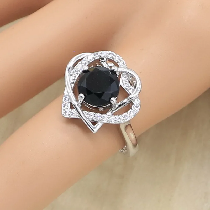 Женские 925 серебряные ювелирные наборы черный белый полудрагоценные свадебные браслеты, подвесные колье серьги кольца, подарок на день рождения