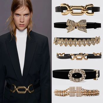 

Girlgo 2019 Vintage Elegant Gold ZA Belt Women Wedding Fashion Leather Waist Chain Boho Maxi Pearl Statement Belt Body Jewelry