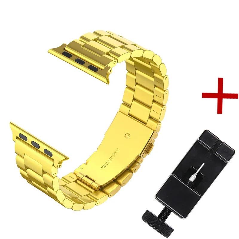 Yellow Gold Металлический браслет Joyozy для часов iWatch серии 4 5 44 мм 40 мм из нержавеющей стали для часов Apple Watch 42 мм 38 мм 1/2/3/4 - Цвет ремешка: Yellow Gold
