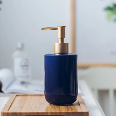 Nordic black ceramic bathroom accessories Washing set hotel Household soap dispenser Toothbrush holder soap dish mx6171609 - Цвет: Soap bottle-blue