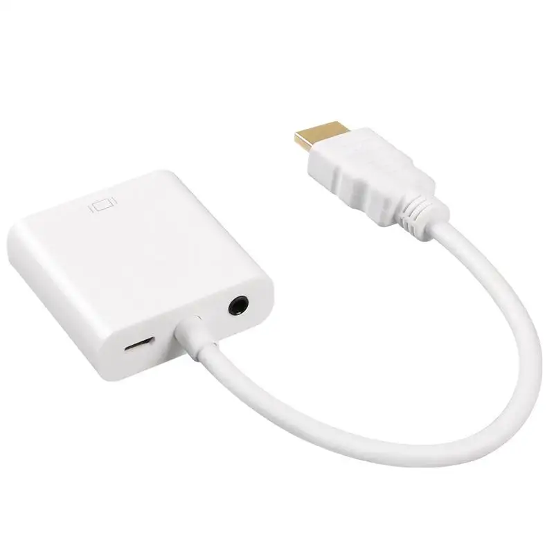 With audio power wi HDMI к VGA адаптер цифро-аналоговый видео аудио конвертер Кабель Studyset VGA разъем для Xbox 360 PS4 ПК ноутбук ТВ коробка - Цвет: With audio power wi