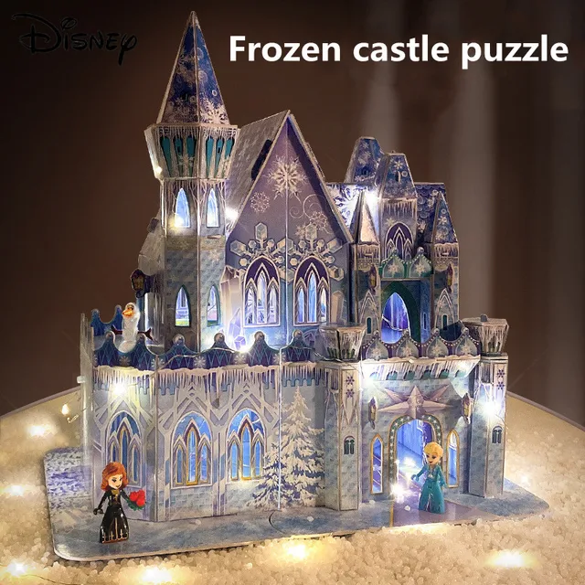 Disney Frozen Castle 3D Jigsaw Puzzle Children's Assembled Model Toy Girl Fighting Open and Close Hut Birthday Gift 2