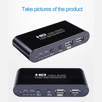 

New Output Stable USB HDMI KVM Switch Box 4K Video Display Switcher Splitter For 2 PC Sharing Keyboard Mouse Printer Easy To Use