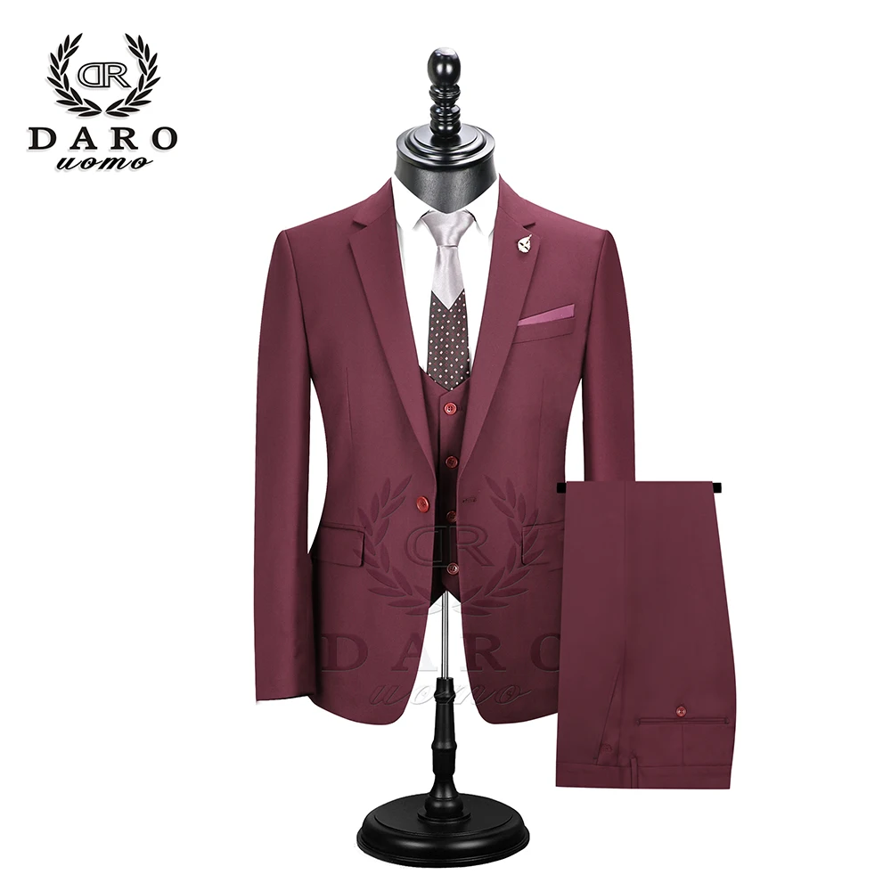  2019 DARO Men Suits Slim Fit Jacket pants vest for Business Work and weeding Wear 3Pcs Set DR6158 - 4000160478919