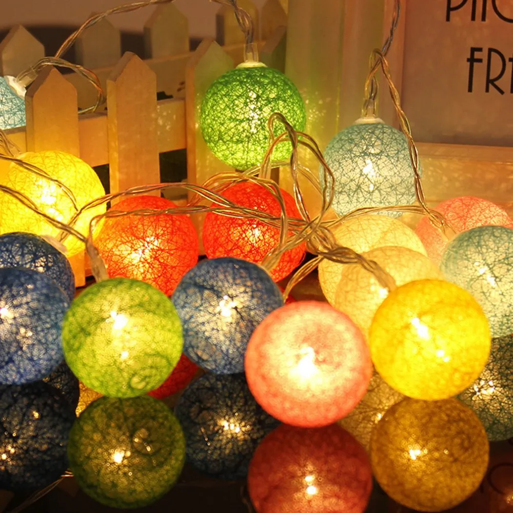 2,3 м/1,2 м 20 светодиодов, гирлянды с хлопковым шаром, свадебные украшения для праздника, спальни, Сказочная лампа
