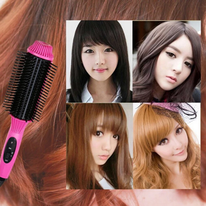 Multifunction Salon Curling Tool Hair Comb Anion Fast Heat Curler Hair Straightener Electric Brush Straightening Irons
