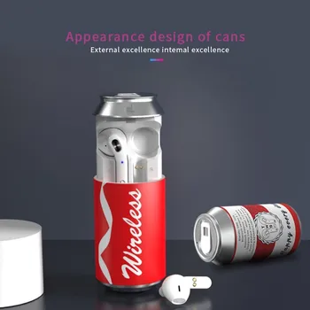 

tws bluetooth 5.0 earphones wireless exquisite sport headset Touch auriculares earbuds with ring-pull can charging box