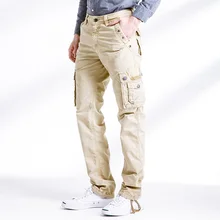 Новое поступление, мужские брюки-карго с несколькими карманами, повседневный стиль, хлопковые свободные длинные прямые брюки, армейские зеленые брюки, большие размеры, мужские 196