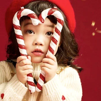 

Christmas decorations scene layout gift ornaments pendant ornaments DIY15-90CM plastic glitter crutches supplies