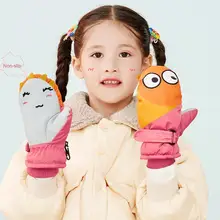 Детские Зимние Лыжные Перчатки Водонепроницаемые двухслойные бархатные толстые теплые мягкие перчатки