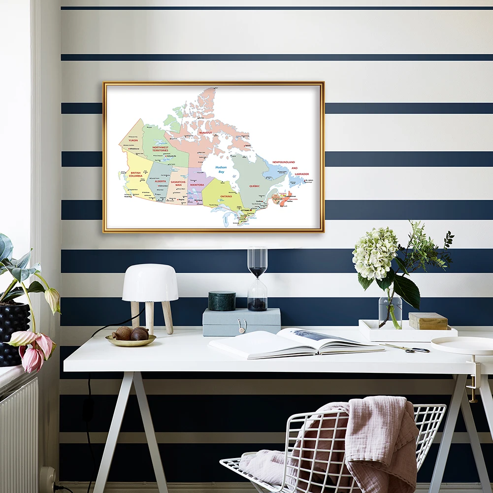 59*42cm The Canada Political Map In French Wall Art Poster Canvas Painting Travel School Supplies Living Room Home Decoration