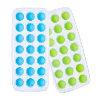 

2PCS Ice Tray with Lid, 2 Pieces Silicone Ice Tray with Lid, Easy to Remove Ices, Stackable 42x Ice Trays