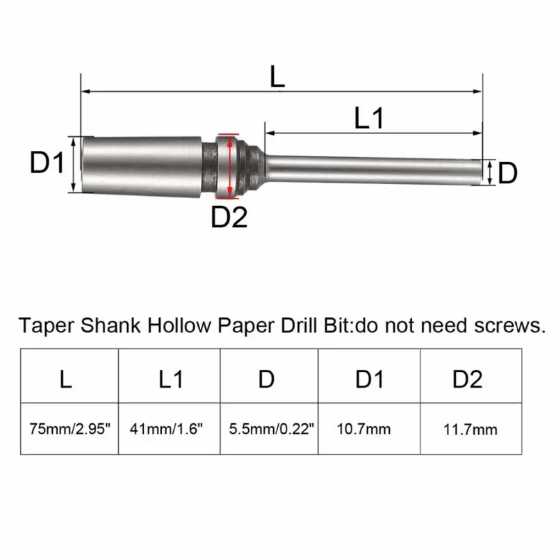 5.5MM-Cone Полое сверло для бумаги 2,5-8x65-75 мм для конического хвостовика Пробивной машины DIY бурения - Цвет: 5.5MM-Cone
