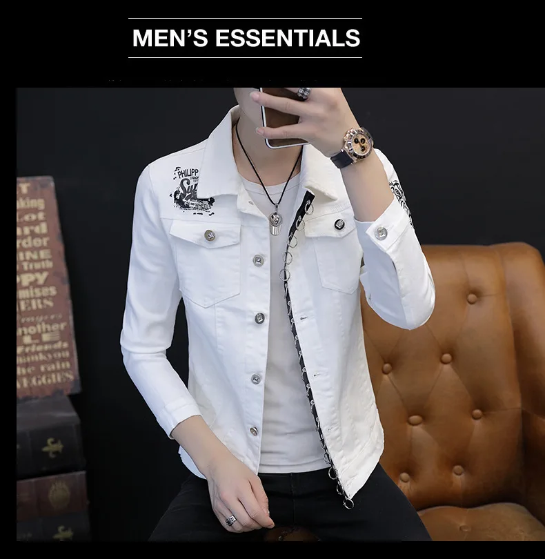 Jeans Coat Men's Spring And Autumn New Style Denim Jacket Male STUDENT'S Korean-style Slim Fit Handsome Teenager with Holes Gown