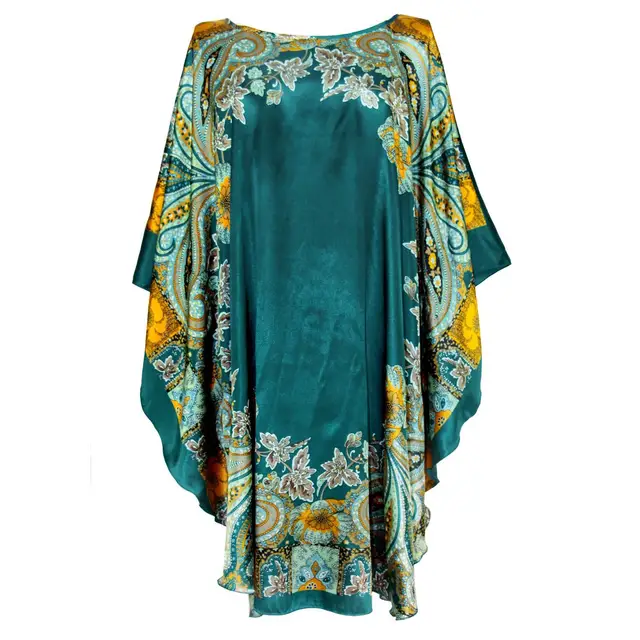 Sexy Female Silk Rayon Robe Bath Gown Nightgown Summer Casual Home Dress Printed Loose Sleepwear Plus Size Nightwear Bathrobe Style A 1