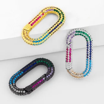 

OCESRIO Rainbow DIY Pendant Oval Carabiner Screw Clasps Decoration For Mesh Chains Gothic Jewelry Making Supplies cspa012