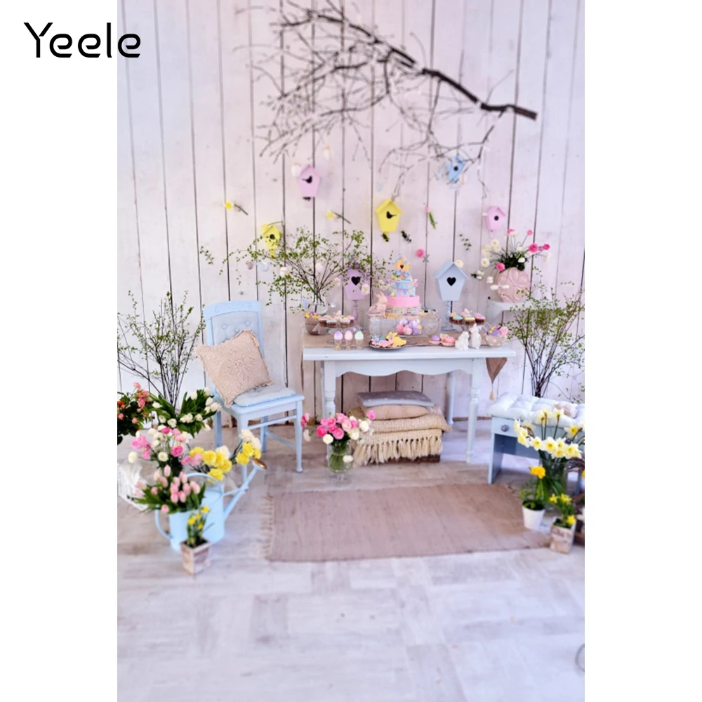 Yeele Flowers Ballon Wooden Wall Interior Baby Birthday Newborn Photography Backgrounds Photographic Backdrops For Photo Studio |