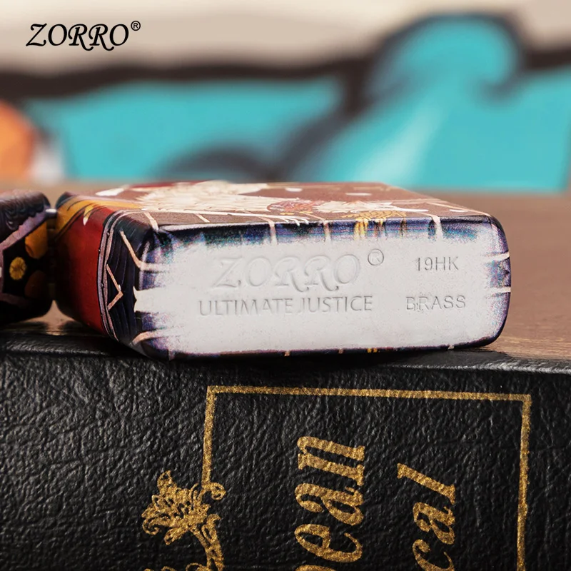 Zorro lighter creative tide color paint fox retro grinding wheel pure copper personality kerosene lighter