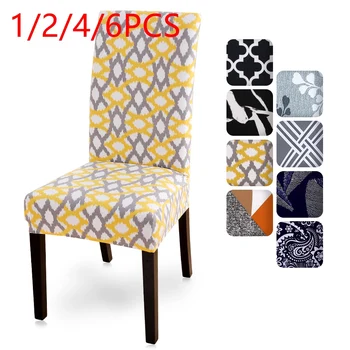

1/2/4/6PCS Printed Spandex Chair Covers Stretch Elastic Universal Chair Cover Slipcovers For Dining Room Wedding Banquet Hotel