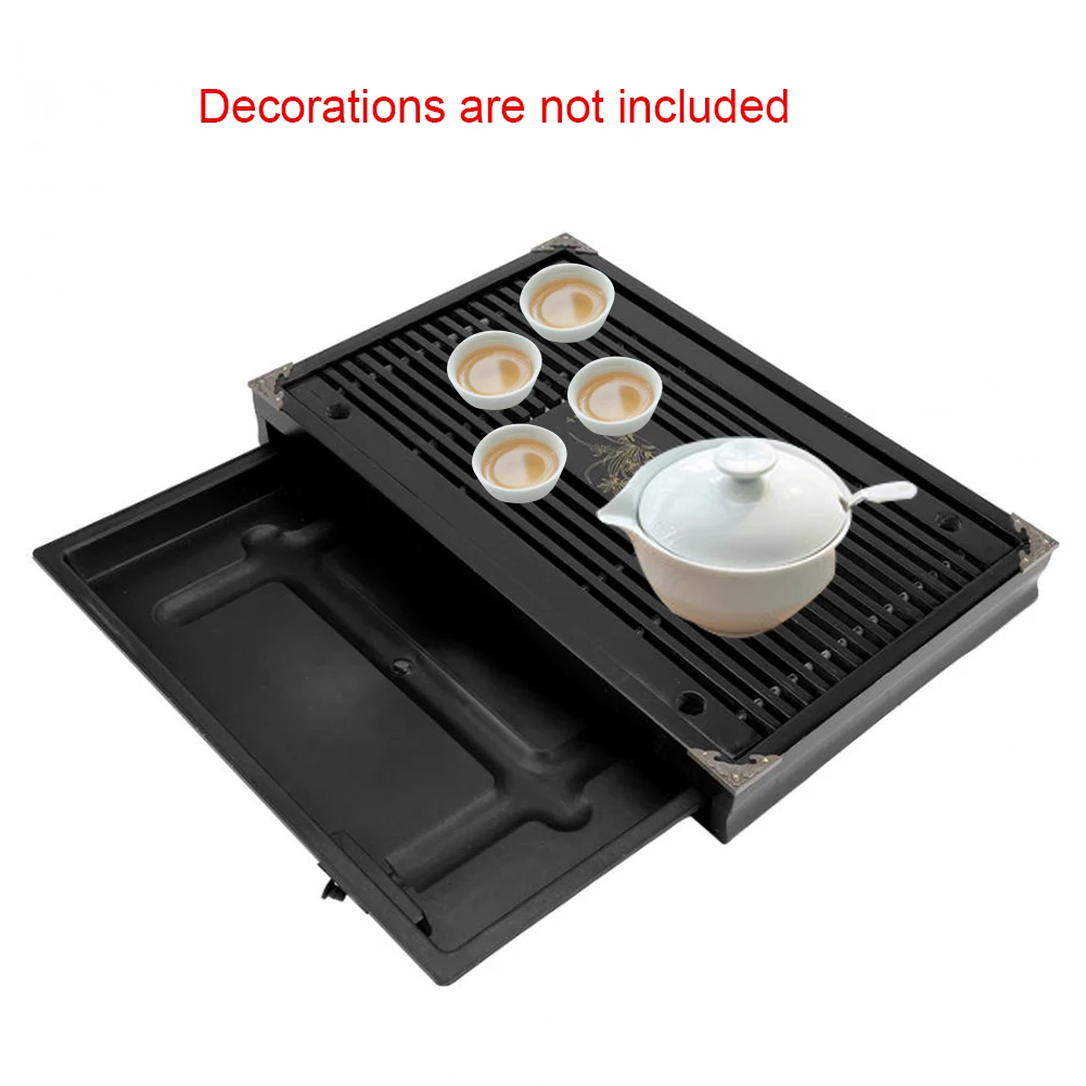 

Drainage Drawer Rectangular Water Storage Table Office Wooden Easy Clean Home Japanese Style Tea Tray Serving Durable Small