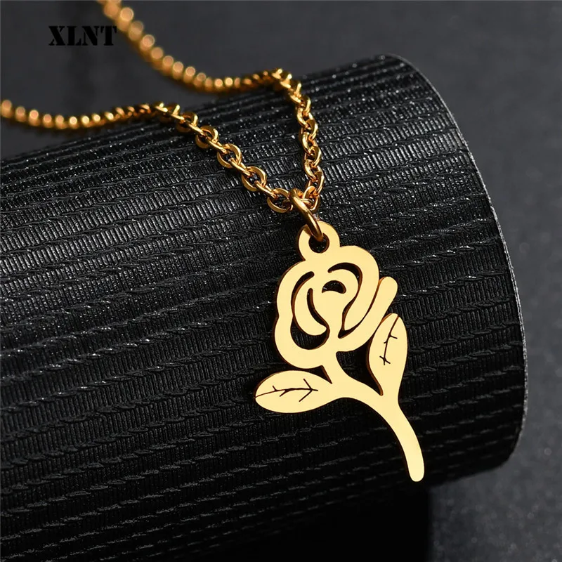 XLNT Rose Necklace Personalized Custom Charm Final Flower Beauty and the Beast Jewelry Women Girls Party Gift | Украшения и