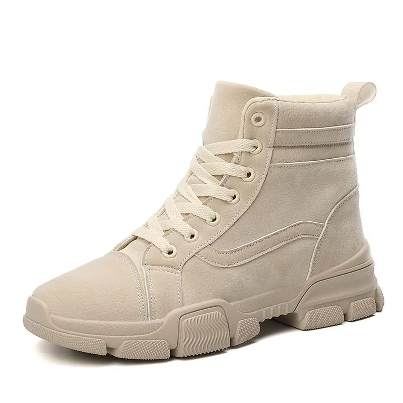 beige no plush JOKIHA/теплые короткие ботинки для женщин; зимние ботинки; женские модные кроссовки из искусственной кожи; женские короткие ботильоны; женские ботинки - Цвет: beige no plush