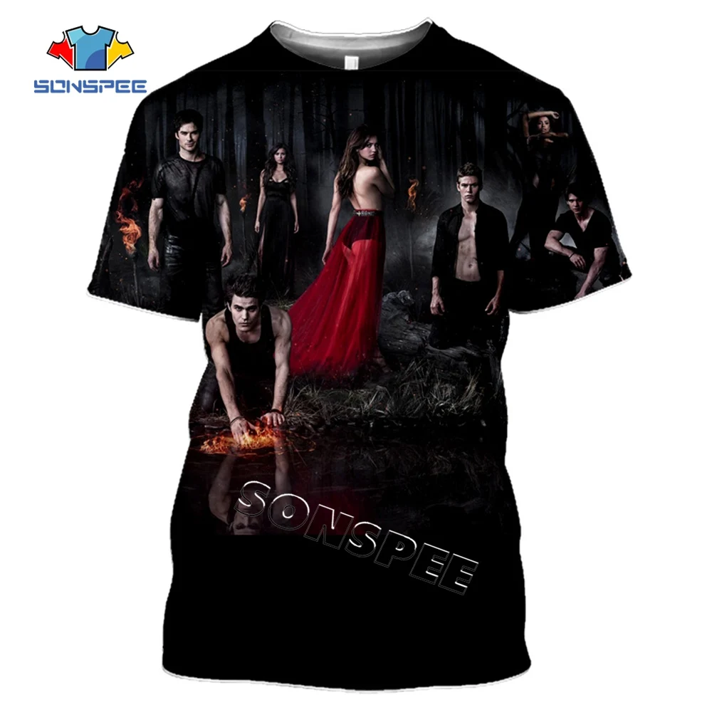 SONSPEE The Vampire Diaries 3D Printing T-shirt Summer Men Casual tshirt Streetwear Hip hop Short sleeve Top Women Tee Clothing (12)