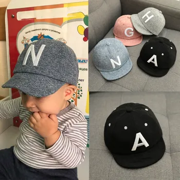 

Baby Letter Cap Baby Kids Adjustable Baseball Caps Winter Autumn Cotton Boys Girl Hats Children Snapback Hip-Hop Visor Hat 0-2T