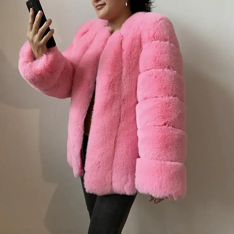 faux Fur fox New Autumn Winter Fur Coat Women Clothes High Quality overcoat Plus Size Thicken Warm Long Coats Female womens parka