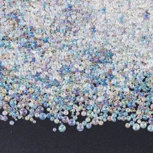 

210g 0.6~3mm Glass Bubble Beads Micro Caviar Beads Iridescent Water Droplets Bubble Beads Tiny Glass Beads