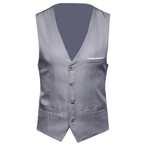 Grey S-6XL, мужской деловой костюм, жилет, формальные жилеты, мужской однотонный приталенный костюм, жилет на одной пуговице, жилеты, мужской костюм, жилет - Цвет: Grey